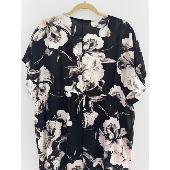 Peach Love Women's One Size Boho Black and Tan Floral Maxi Open Front Kimono - Picture 8 of 8